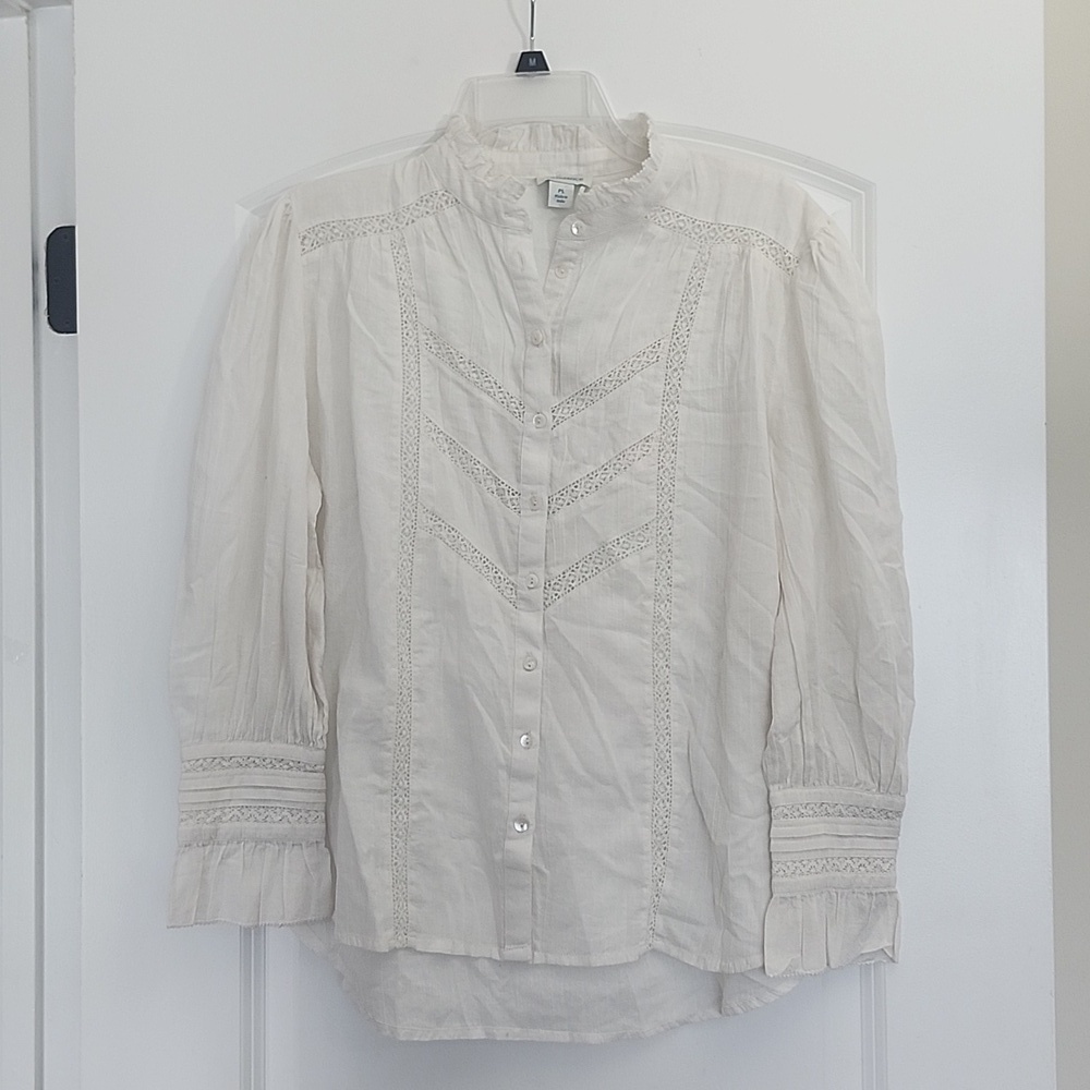 Sundance Elegant White Women's Blouse Petite Large - Picture 2 of 13